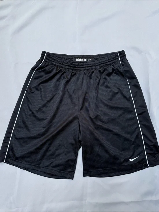 VNTG Nike Men's Black Basketball Shorts with White Piping