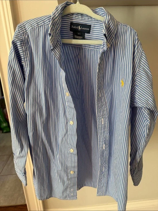 Ralph Lauren Men’s Light Blue & White Striped Button-Down Shirt