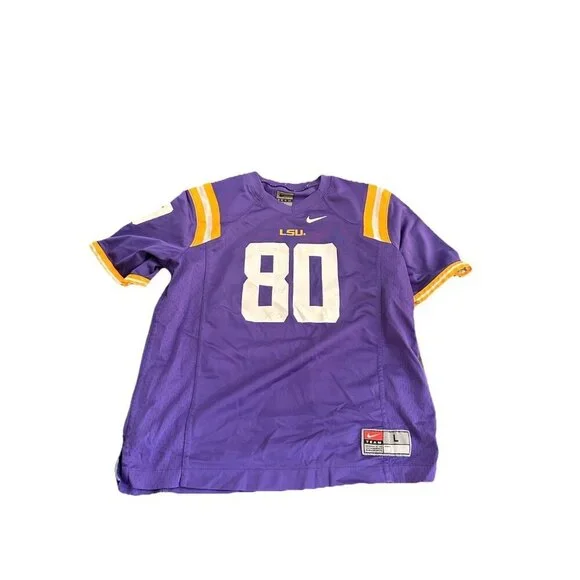 LSU Tigers NCAA Nike Team Purple Football Jersey #80 Youth Boys Kids Sz S Large