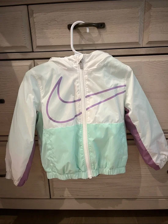 Nike Kids Mint Green White Purple Windbreaker Raincoat