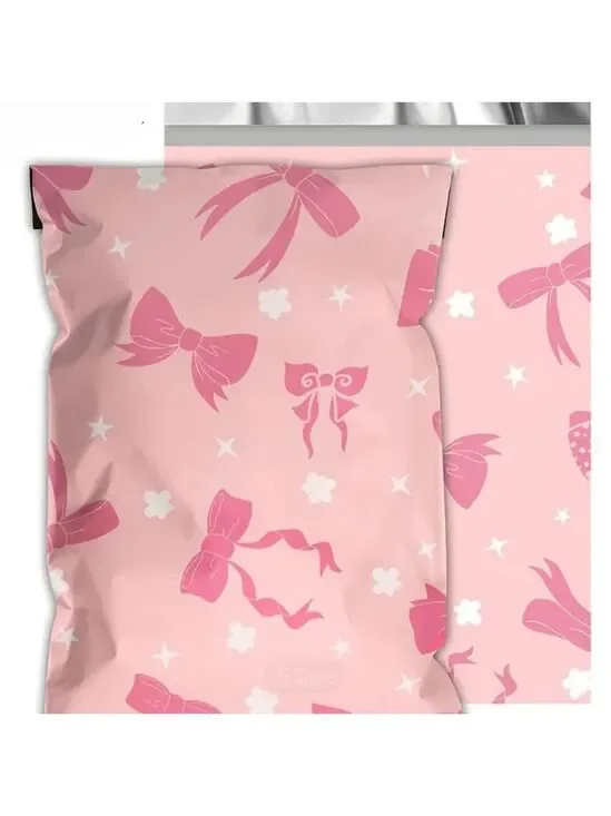 Ten Pink Bow Pattern 10x13 Poly Mailers