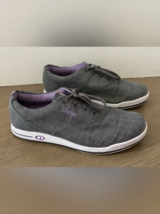 Dexter Gray Herringbone Canvas Lace-Ups with Lavender Lining