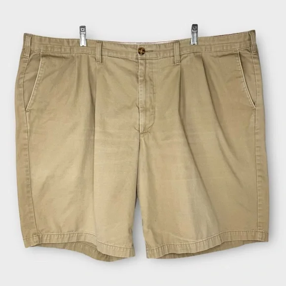 Dockers Tan Flat Front Shorts Classic Style Men’s 46 Dress Shorts Chinos Pleated