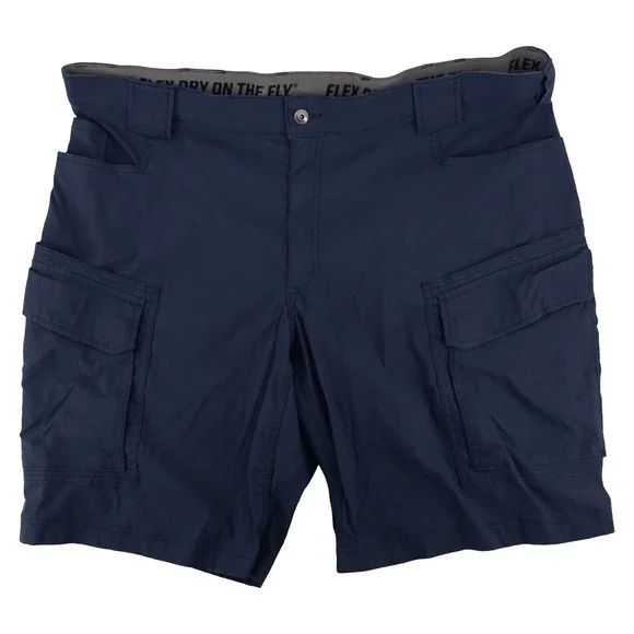 Duluth Trading Co Mens 44 Flex Dry on the Fly Cargo Shorts Navy Blue Relaxed Fit