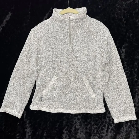 PrAna Kids Quarter Zip Sweatshirt Sz L Light Gray Cozy‎ Outdoor Hiking Gorpcore