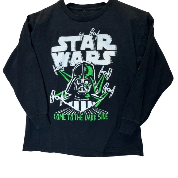 Star Wars Darth Vader Long Sleeve Graphic T-Shirt Boys Large 10/12Black Green