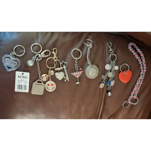 Vintage Y2K Bag Charm Lot Keychain Hang Tag Fob Bling Glitz 8+ Pieces