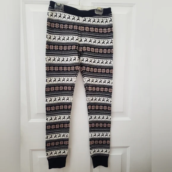 Children's Place Nordic Knit Black and White Leggings  Sparkle Snowflakes NWT