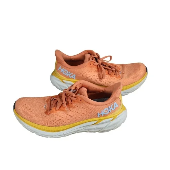 Hoka One One Shoes Womens Size 9 Orange Clifton 8 Running Sneakers Cushioned