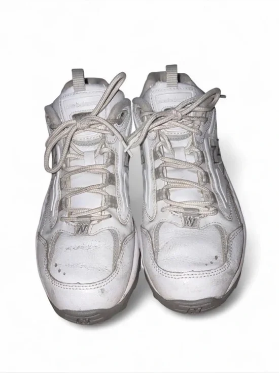 New Balance White Leather Athletic Sneakers