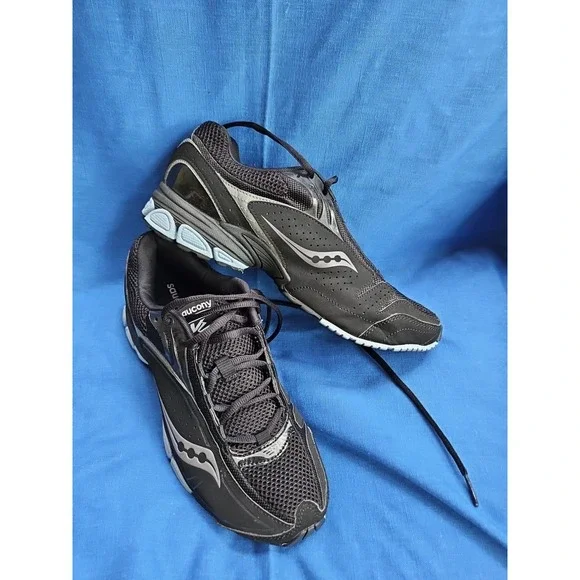 Saucony V2 Grid Running Shoes Triumph Trainers‎ Black Blue Sz 10 EXCELLENT