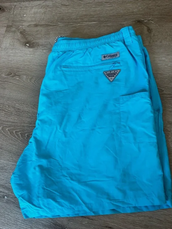 Columbia Bright Turquoise PFG Fishing Shorts