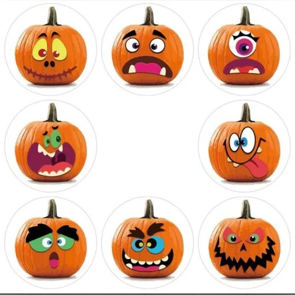 Thank you stickers, Halloween Pumpkin Jack-o-lantern Spooky 8 designs 500pcs