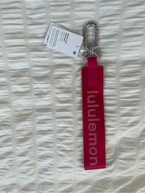 lululemon athletica Neverlost keychain Hot Pink Logo Key Fob Strap
