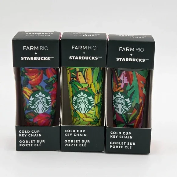 Starbucks Farm Rio NEW Cold Cup Keychain Complete Set of‎ 3 Tropical Brazillian