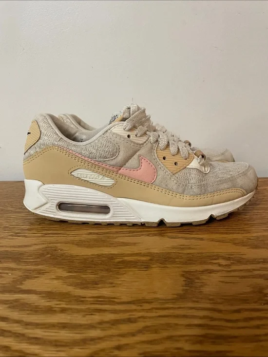 Nike Air Women's Beige with Pink Swoosh Athletic Sneakers