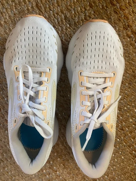 Brooks Glycerin 20 Women's Running Shoes Size 7.5 White Peach Grey NO INSOLES