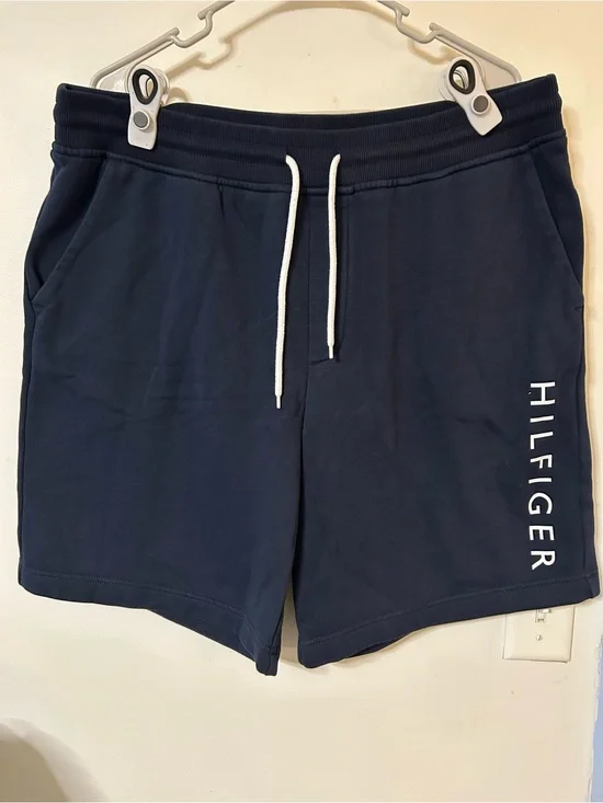 Tommy Hilfiger Navy Athletic Shorts with White Logo
