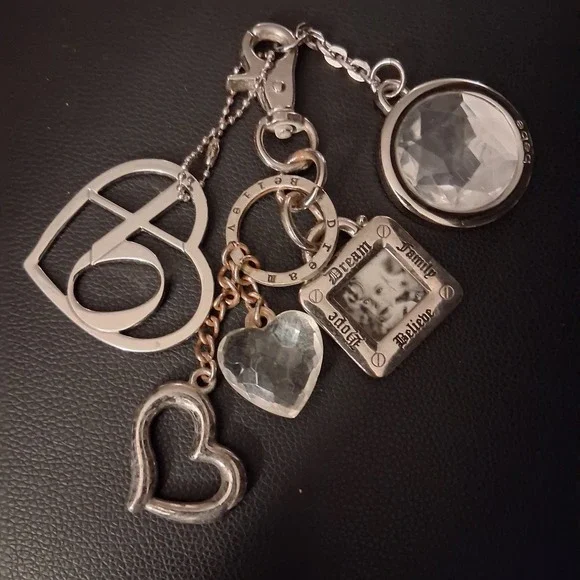 Vintage Y2K Bling Bag Charm‎ Chunky Bundle Bebe Diamond Gem Heart Fob