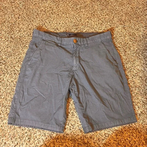 Johnnie-O Gray Pima Cotton Blend Shorts Mens Size 32 Flat‎ Front Casual