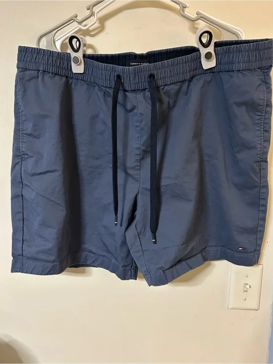 Tommy Hilfiger Navy Elastic Waist Shorts with Logo Tag