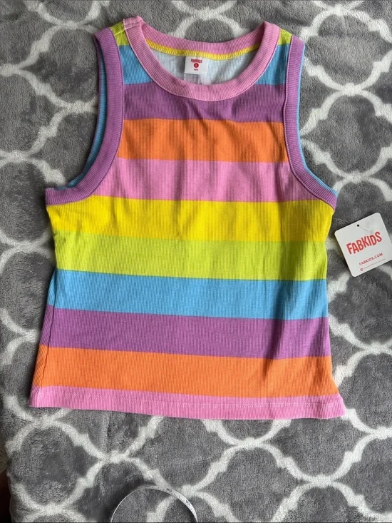 fabkids Pink Rainbow Stripe Tank Top - NWT