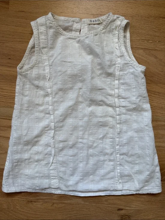 Mabo Creamy White Textured 100% Cotton Sleeveless Tank Top Girls sz 10/11