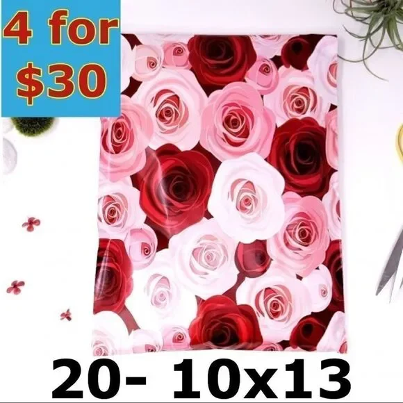 ❗️Restocked❗️20- 10x13 ROSES Floral Design Poly Mailers