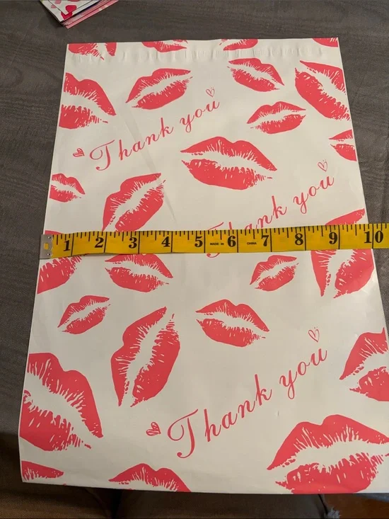 Thank You Pink Lip Print 10x-14 Polymailers -set of 20