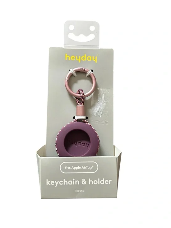 New Heyday Dark Cherry Carabiner Clip Keychain  + Apple AirTag Silicone Holder