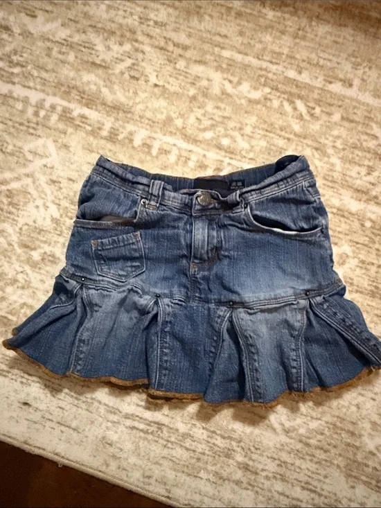 Denim Ruffle Mini Skort - Blue