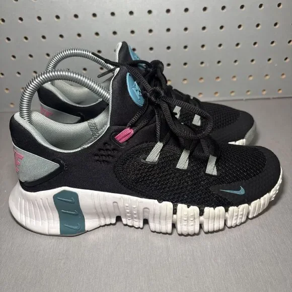 Nike Free Metcon 4 Running Shoes Womens Sz 7 Black Blue Pink Training Sneakers