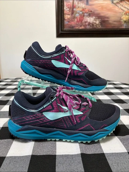 Brooks Women's Navy Blue Teal Purple Trail Running Shoes