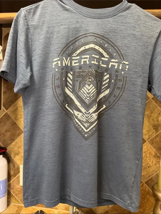American Fighter Light Blue Graphic Short Sleeve Tee