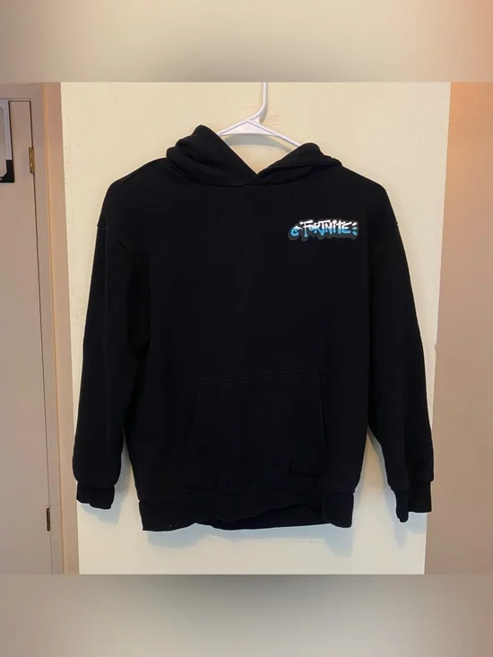 Fortnite Thank You Bus Driver Blue Graphic Black Sweatshirt Hoodie Boys 10/12