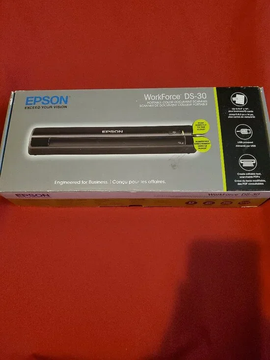 NEW EPSON WORKFORCE DS-30 PORTABLE COLOR DOCUMENT MAC WINDOWS SCANNER