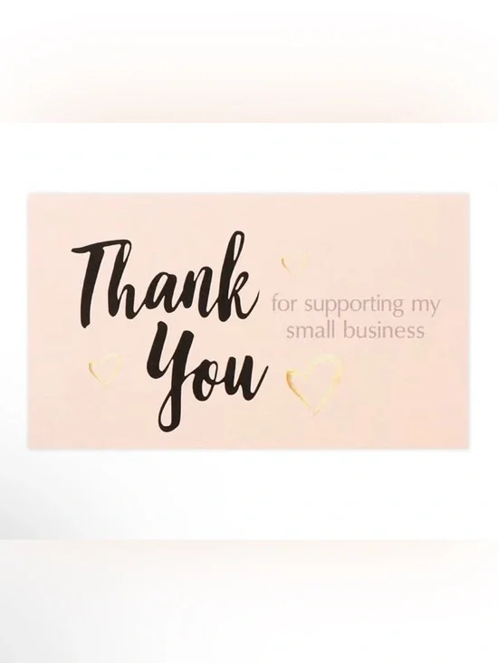 Thank You Card with Gold Hearts - Set of 50