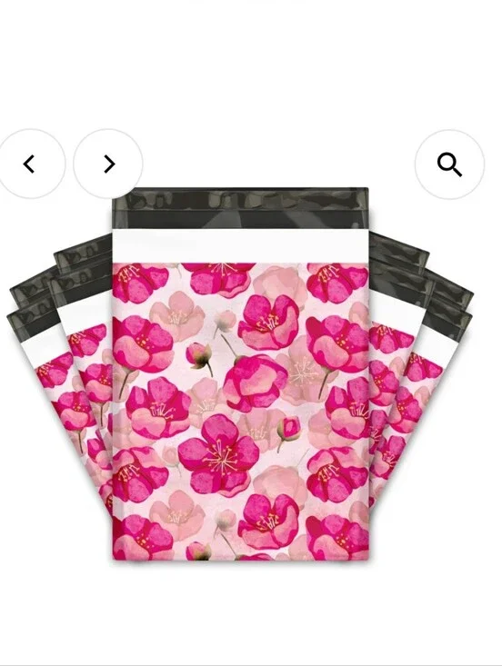 Designer Pink Poppies Polymailers 20 10× 13 Inches