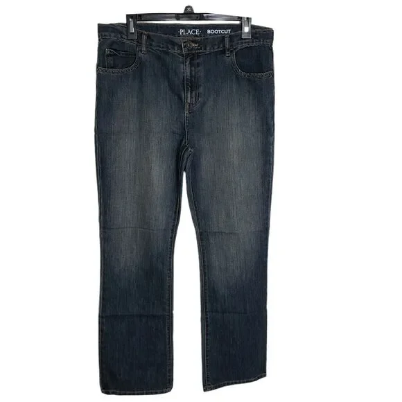 The Children's Place Boys Jeans Size 16H Husky Bootcut Denim Adjustable Waist