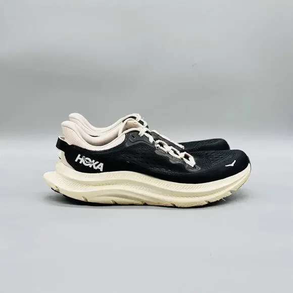 Hoka One One Black and Cream Athletic Running Shoes