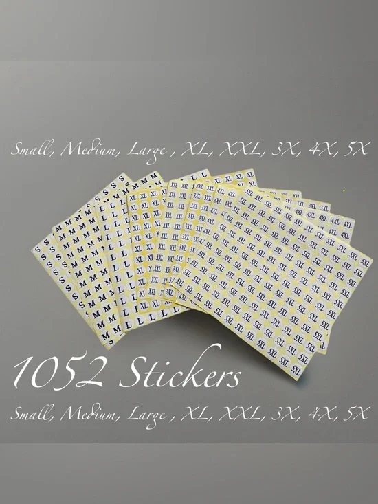 Clothing Size Sticker Bundle - Yellow & White Size Labels (1052 Stickers) ~New~