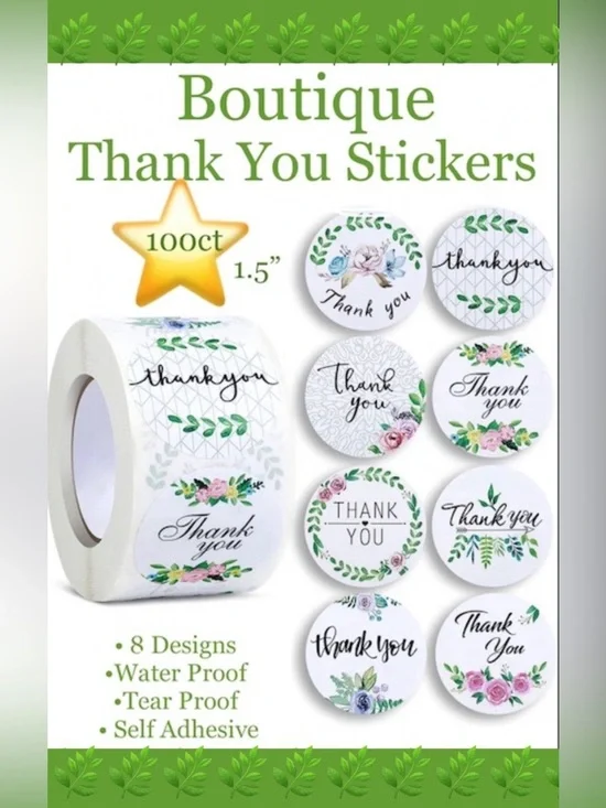 100 ~1.5” Thank You Boutique Stickers 🌟🆕🌟 2  For $15 (Bundle & Save)