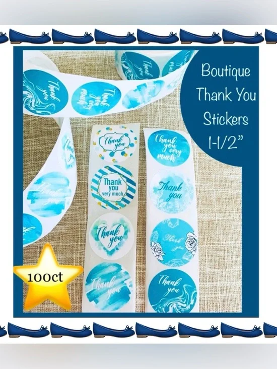 100 ~1.5” Thank You Boutique Stickers 🌟🆕🌟 2 Rolls For $15 (Bundle & Save)