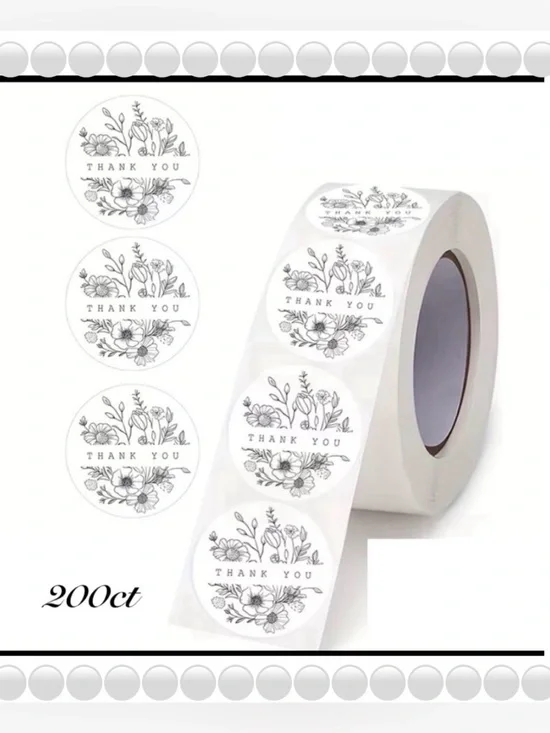 Thank You Design Stickers 200ct~ 1”  (Boutique) ~NEW~ 2 For $20