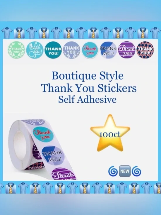 100pcs ~ 1” Thank You Stickers (Boutique) 🍃🆕🍃 (2 For $12)