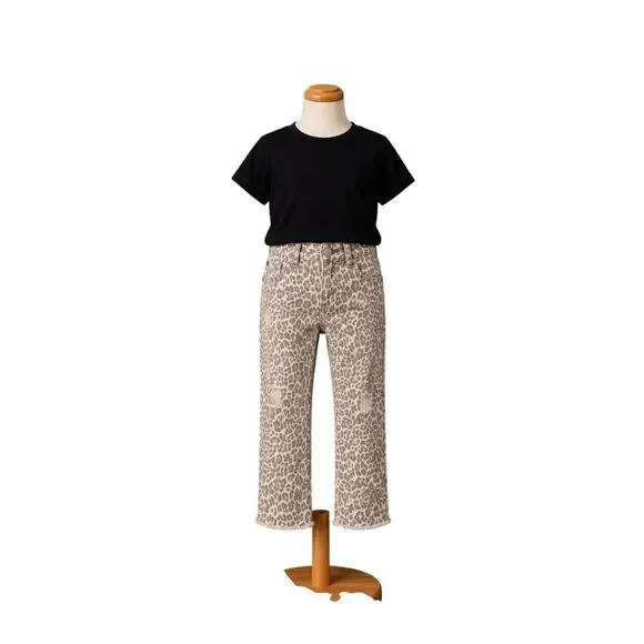 The Children’s Place Girls Leopard Print Distressed Skinny Jeans Size 6
