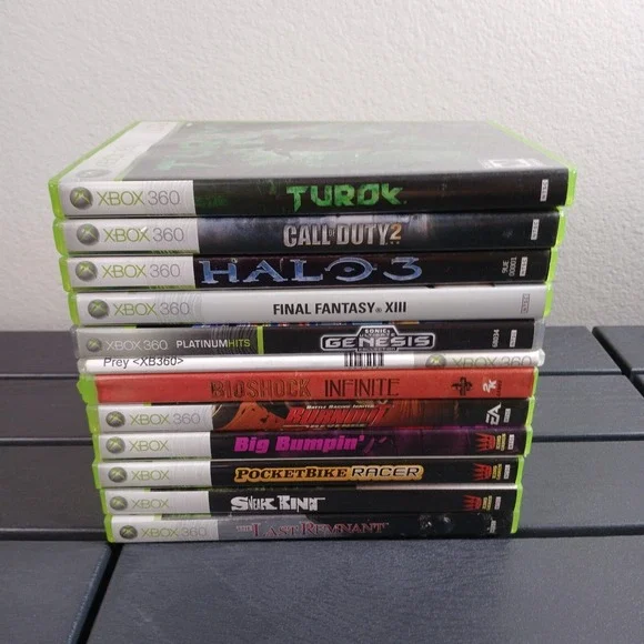 LOT OF‎ XBOX 360 VIDEO GAMES / 12  PRE- OWNED Halo FF Bioshock Turok COD - VG1