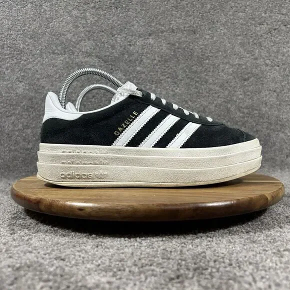 Adidas Gazelle Women's Size 7.5 Bold Black White Casual Platform Shoes Used