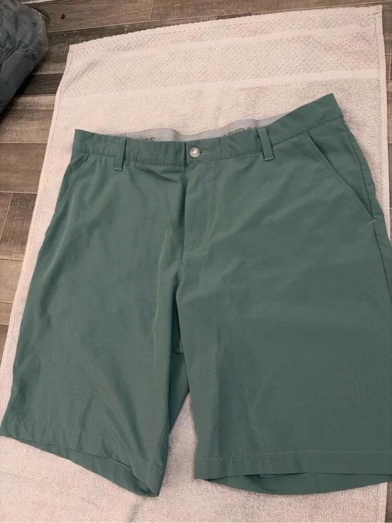 adidas Men's Teal Flat-Front Performance Shorts
