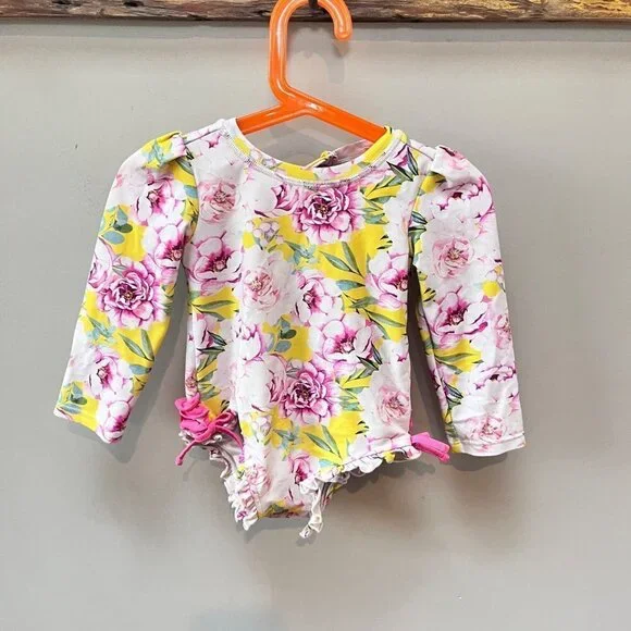 Posh Peanut Floral One Piece Long Sleeve Swimsuit- Size 2T‎